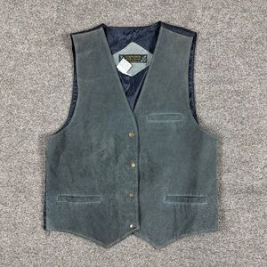 Vintage Grey Suede Vest Women’s L Western Rancher Southwest Boho Retro Cowgirl
